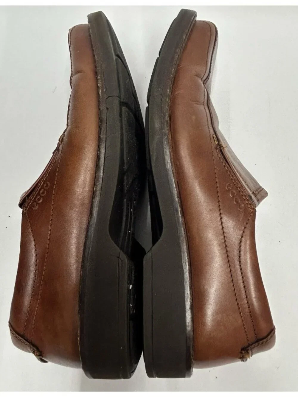 ECCO Holton Apron Toe Loafers Mens 43 9.5-10US Brown Leather Dress Shoes Slip On